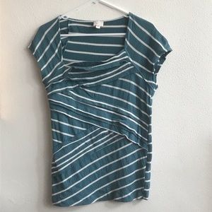 Turquoise and White Stripe Top
